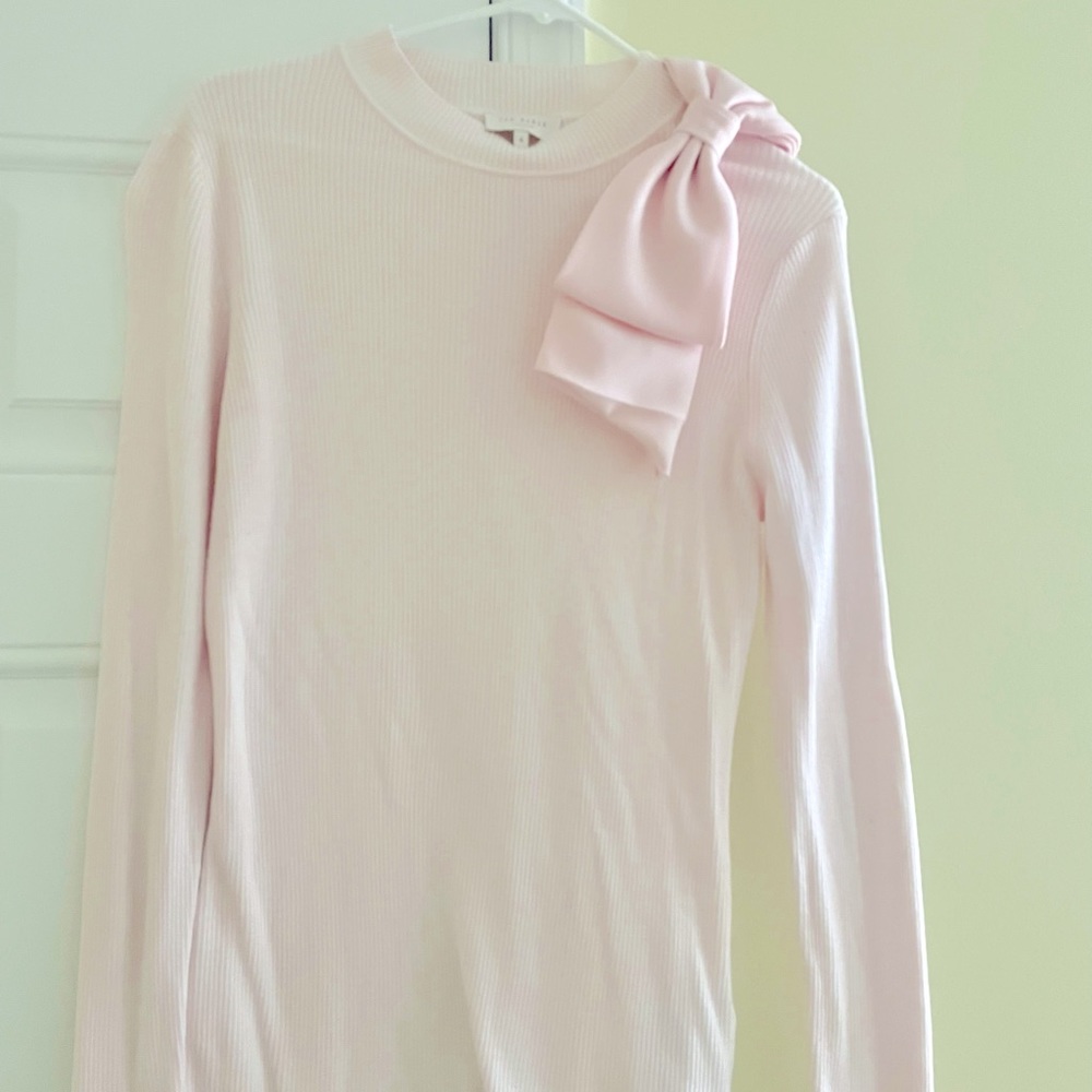 Ted Baker baby pink bow long sleeve top size 4 (M/L)